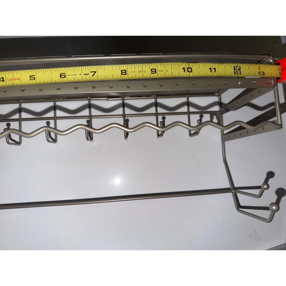 Champagne Gold Metal Wall Mounted Jewelry Organizer Earring Shelf Necklace Rack
